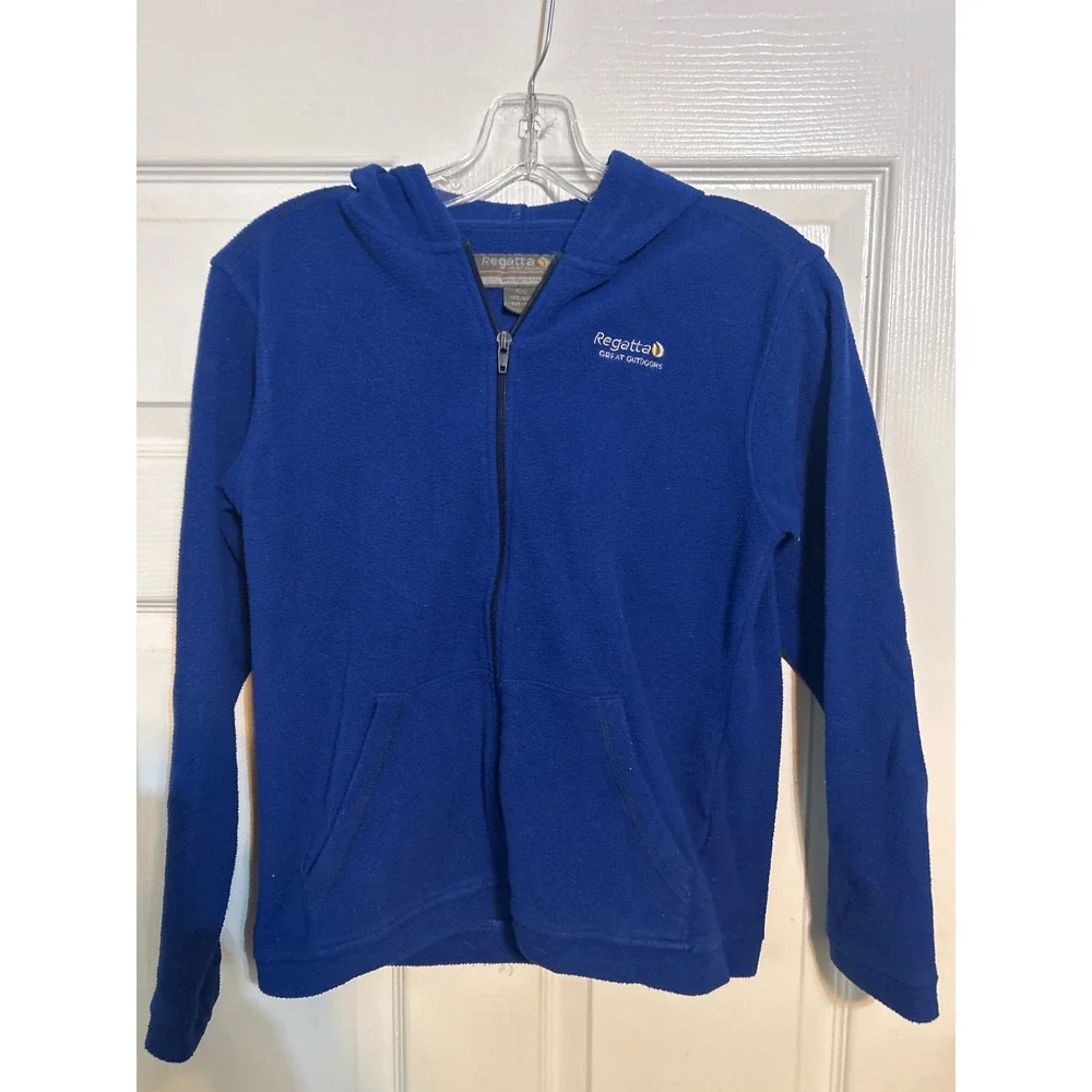 Regatta Great Outdoors Blue Fleece Zip Up Hoodie Jacket Kids Size 11 12 YRS - Picture 1 of 3